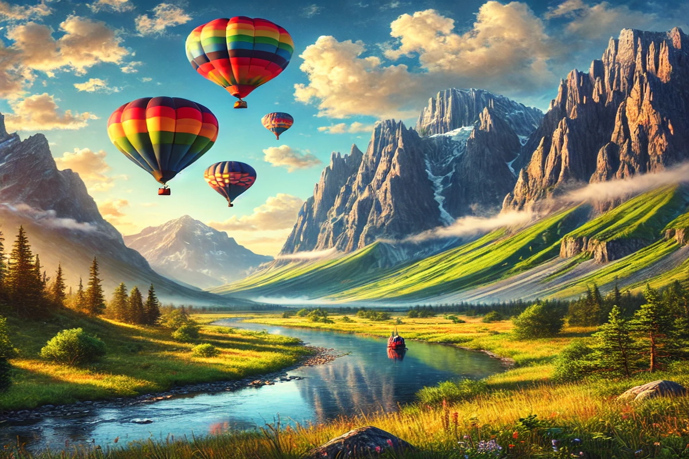 Hot Air Balloons Mountain 2400X1600